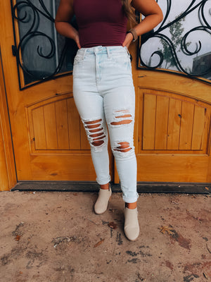 Trendiest Around Light Distressed Skinny Jeans