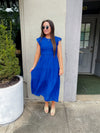 Fine Example Royal Blue Smocked Midi Dress