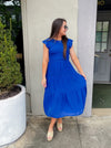 Fine Example Royal Blue Smocked Midi Dress