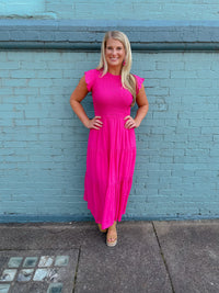 Falling For You Hot Pink Midi Dress (S-3XL)