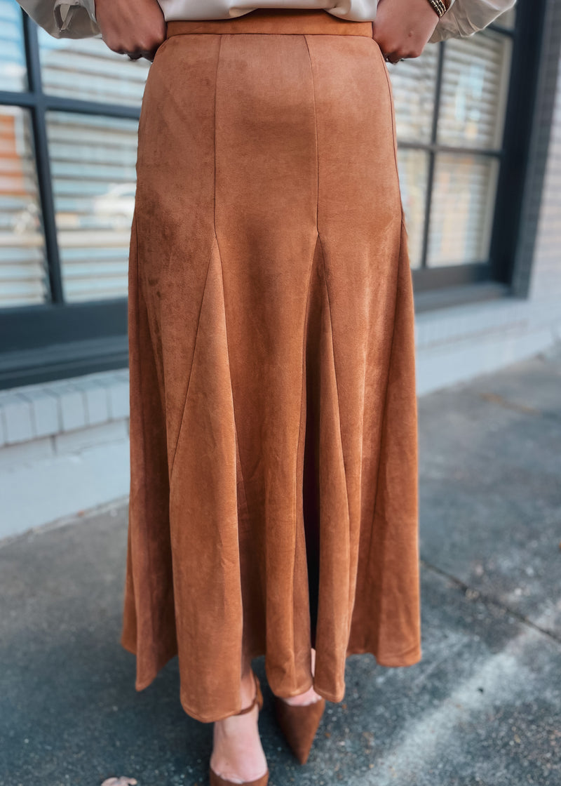 For Real This Time Suede Midi Skirt
