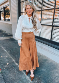 For Real This Time Suede Midi Skirt