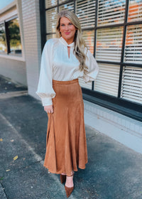 For Real This Time Suede Midi Skirt