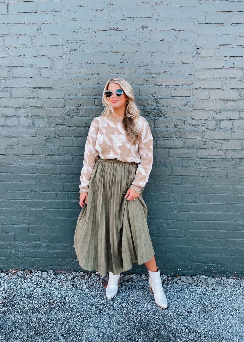 Solid Choice Olive Suede Skirt