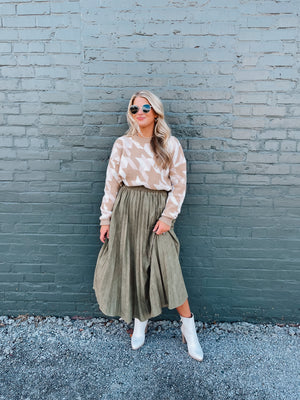 Solid Choice Olive Suede Skirt