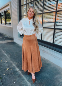 For Real This Time Suede Midi Skirt
