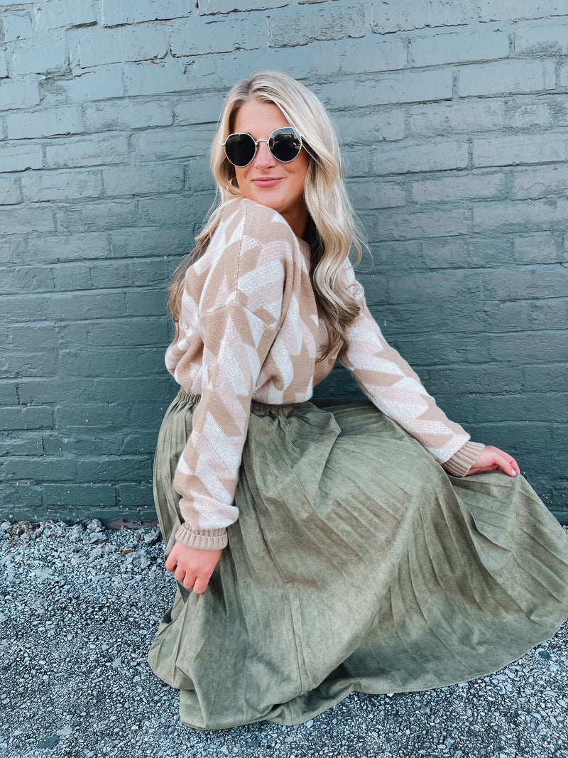 Solid Choice Olive Suede Skirt