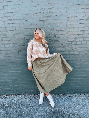 Solid Choice Olive Suede Skirt