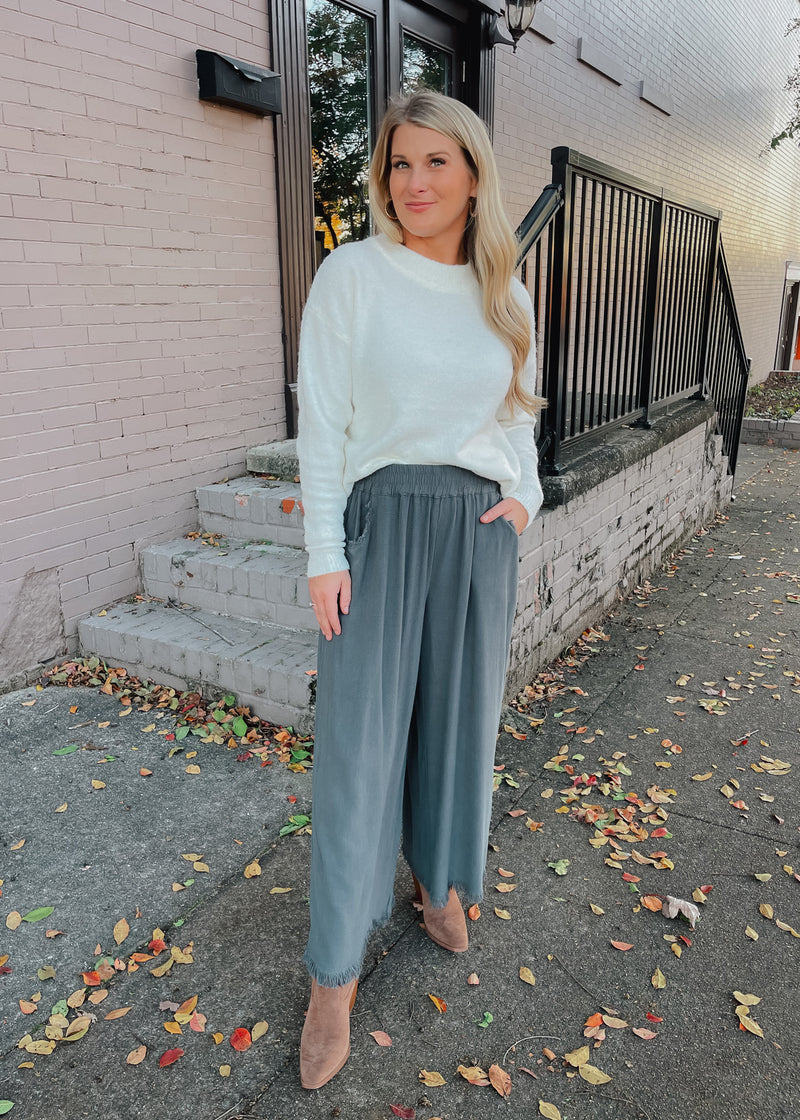 Steal The Show Charcoal Linen Pants