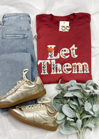 Let Them - Faux Floral Embroidered Graphic Tee (S-2XL)
