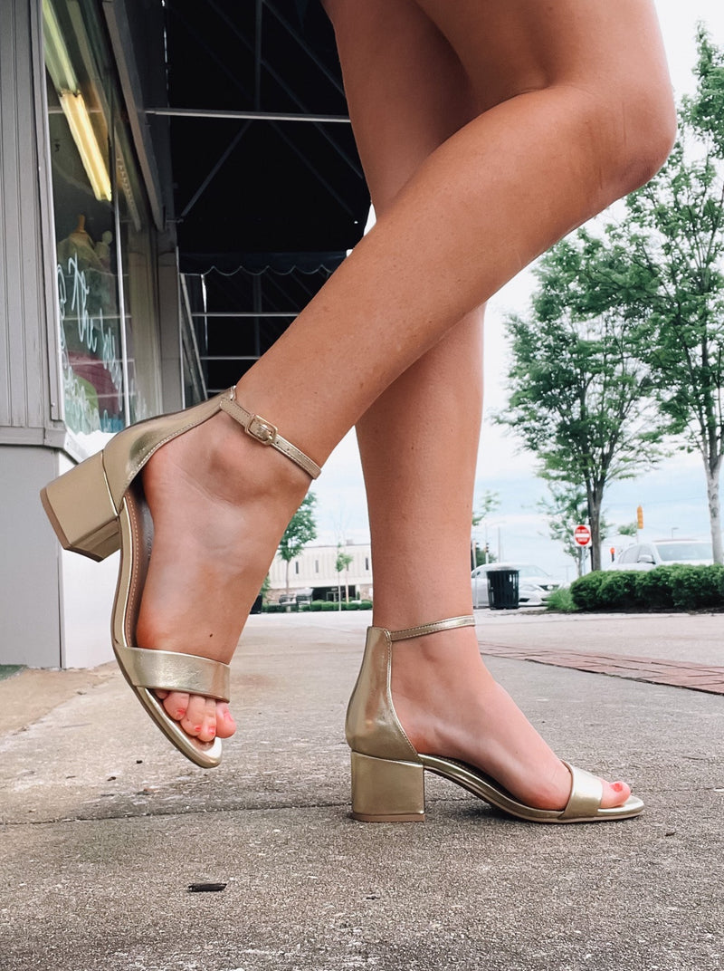 Walking Away Gold Heels