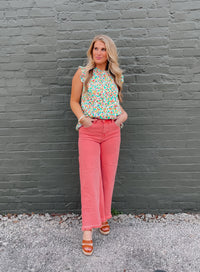 Pocketful of Fun Times High Rise Jeans- Salmon