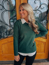 Pearl Collar Button Down Top