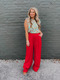 Straight To Business Pants- Red