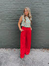 Straight To Business Pants- Red