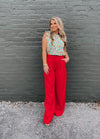 Straight To Business Pants- Red