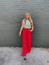 Straight To Business Pants- Red