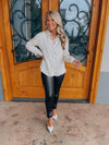 Pearl Collar Button Down Top