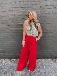 Straight To Business Pants- Red