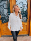 Pearl Collar Button Down Top