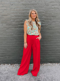 Straight To Business Pants- Red