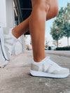 Stay ahead of the trend with our Sweet Wish Sneakers! These stylish sneakers feature lace up memory foam, and come in a fashionable white and silver color with an extra splash of glitter detailing. Ready for a spin? Strut in ultimate style and comfort!
