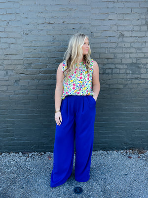 Straight To Business Pants- Royal Blue