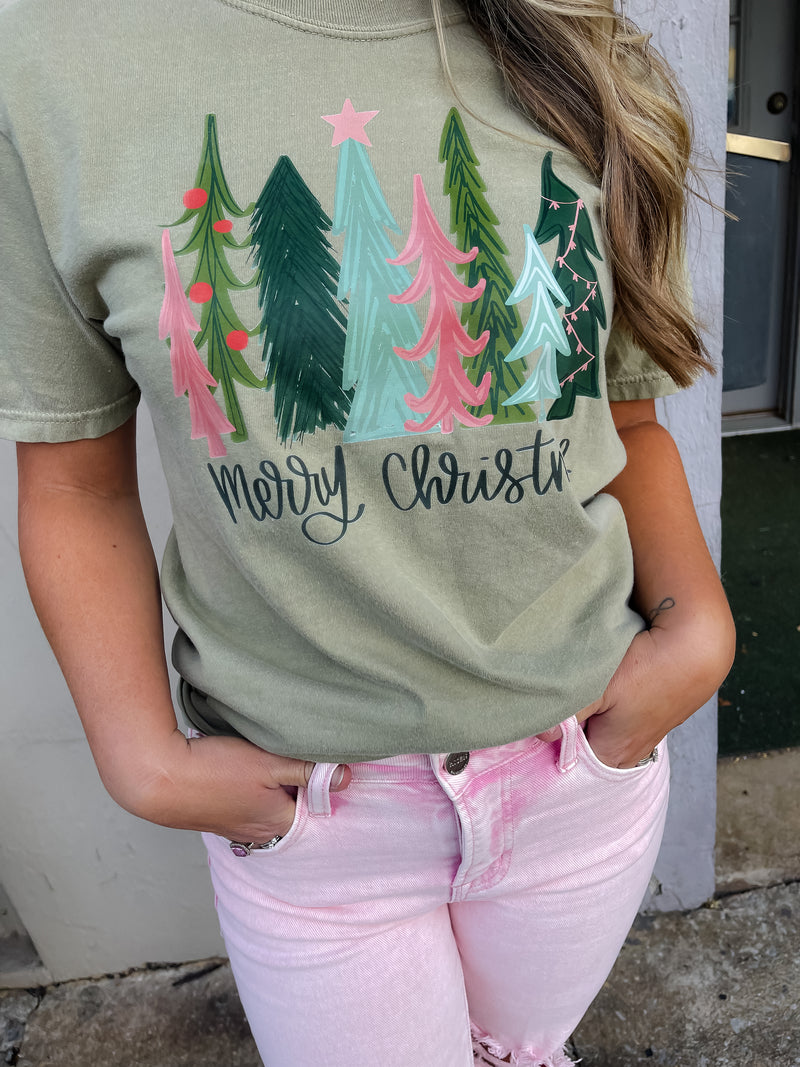 Merry Christmas Trees Graphic Tee (S-2XL)