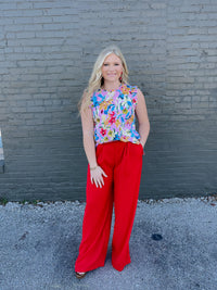 Straight To Business Pants- Red