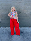 Straight To Business Pants- Red