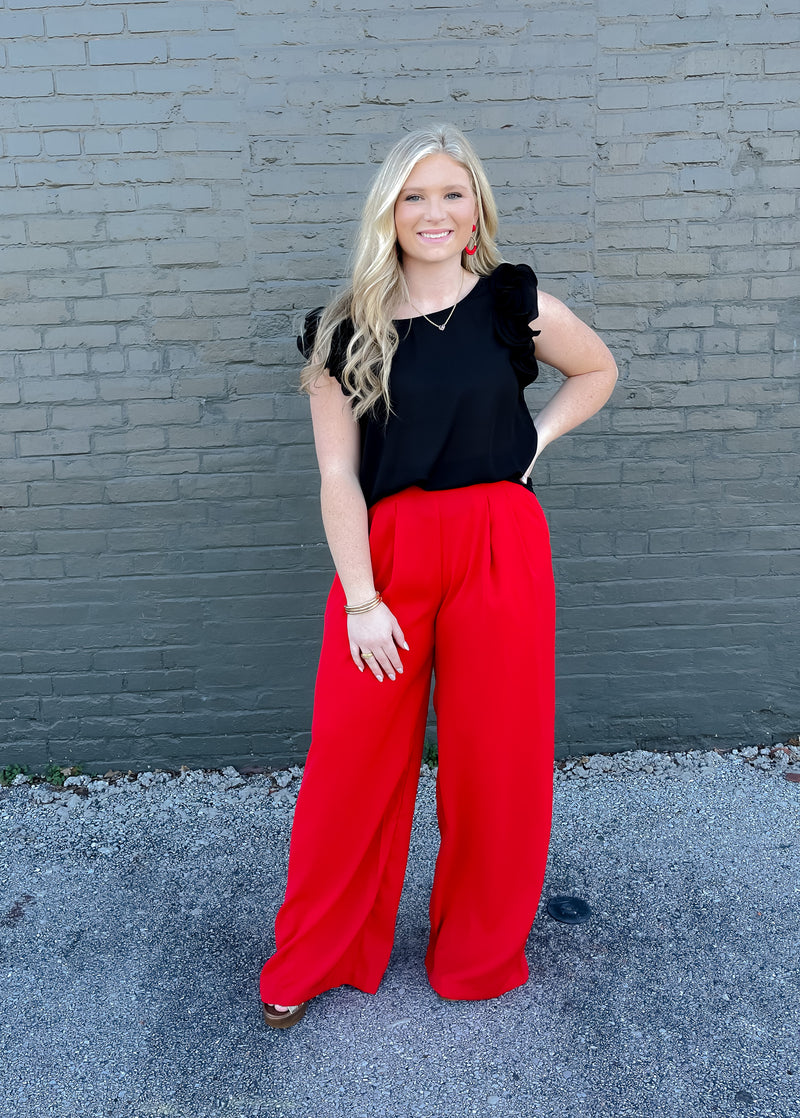 Straight To Business Pants- Red