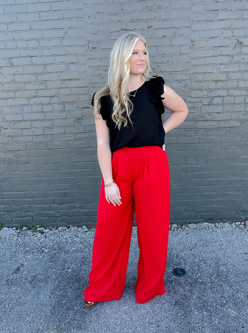 Straight To Business Pants- Red