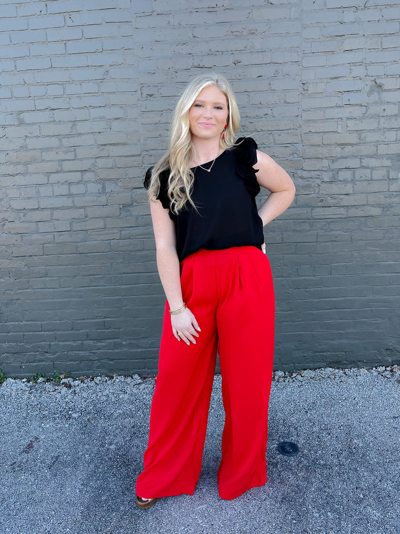 Straight To Business Pants- Red