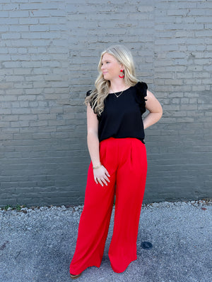 Straight To Business Pants- Red