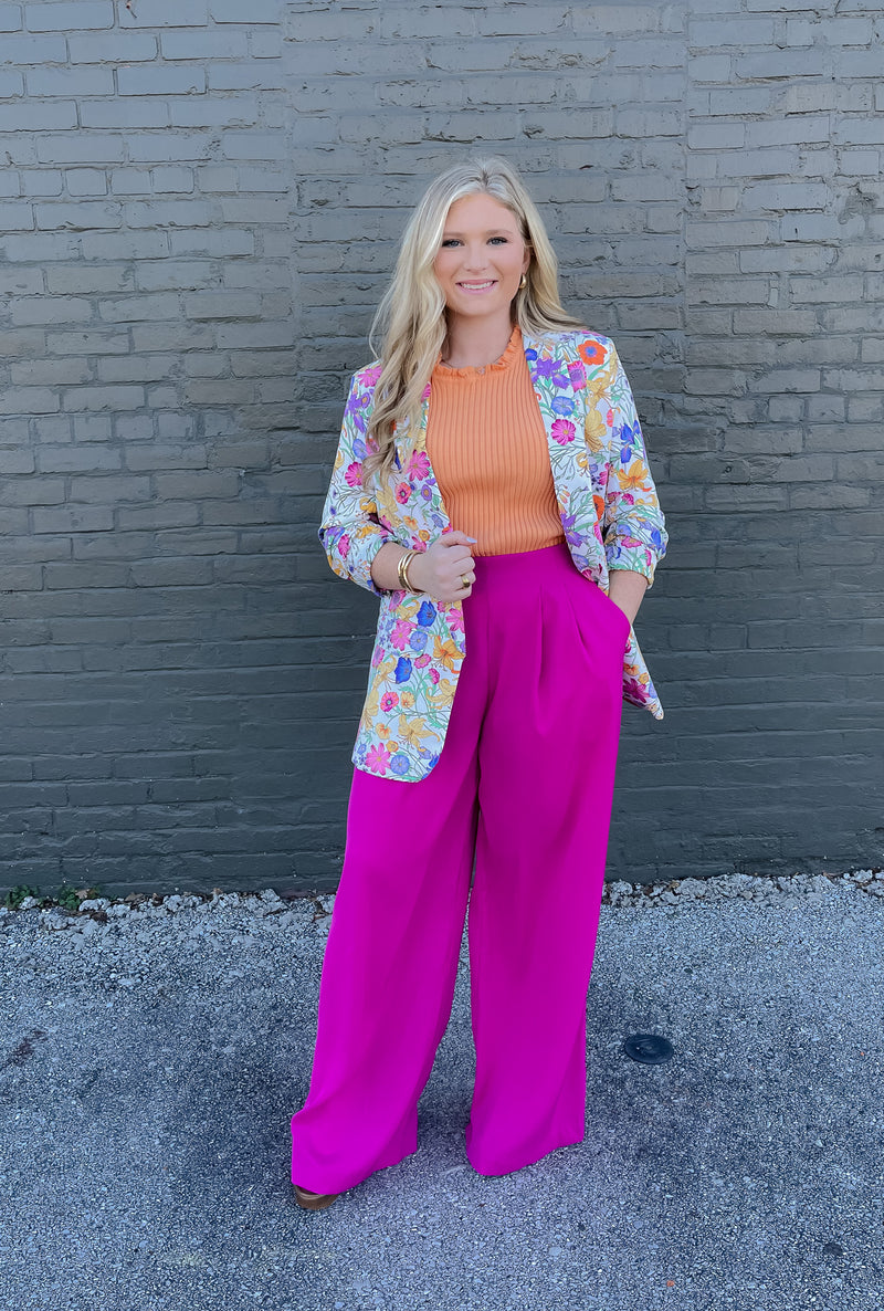 Straight To Business Pants - Magenta