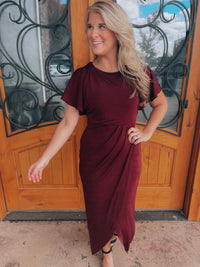 Beyond Iconic Pleated Wrap Midi Dress