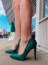 Marvel At These Green Rhinestone Heels