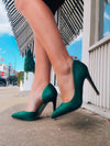 Marvel At These Green Rhinestone Heels