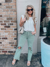 Impress Me Olive Distressed Pants