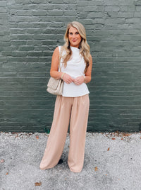 Straight To Business Pants- Taupe