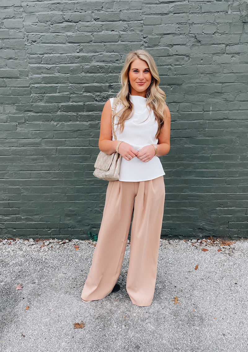 Straight To Business Pants- Taupe