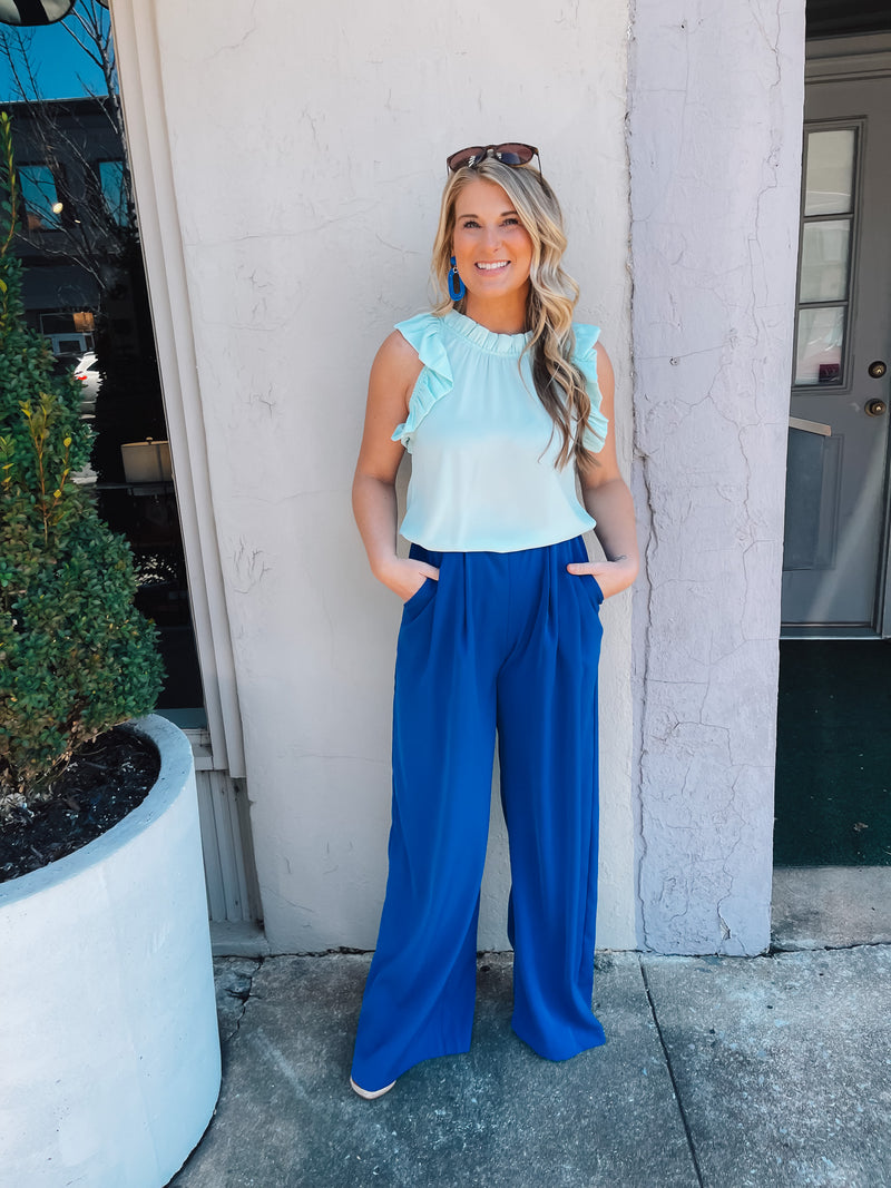 Straight To Business Pants- Royal Blue