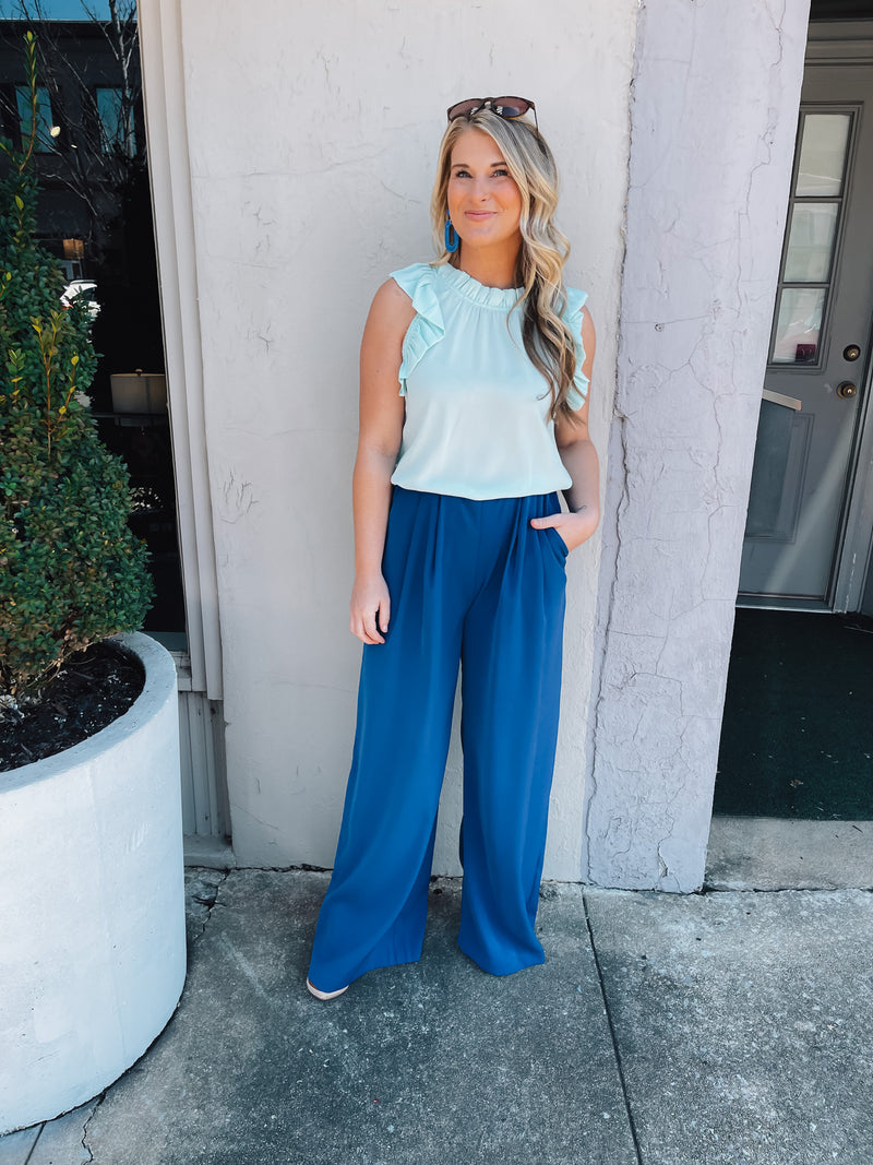 Straight To Business Pants- Royal Blue