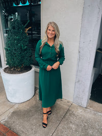 Captivated By You Hunter Green Midi Dress