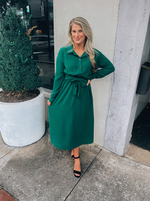 Captivated By You Hunter Green Midi Dress