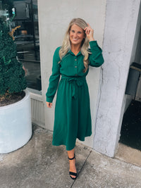 Captivated By You Hunter Green Midi Dress