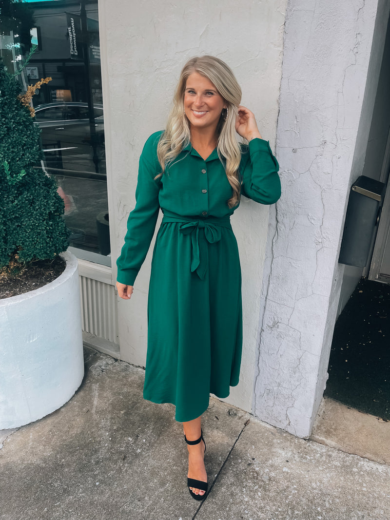 Captivated By You Hunter Green Midi Dress