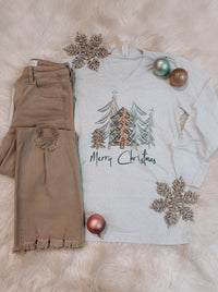 Merry Christmas Tree Long Sleeve Tee (XS-2XL)