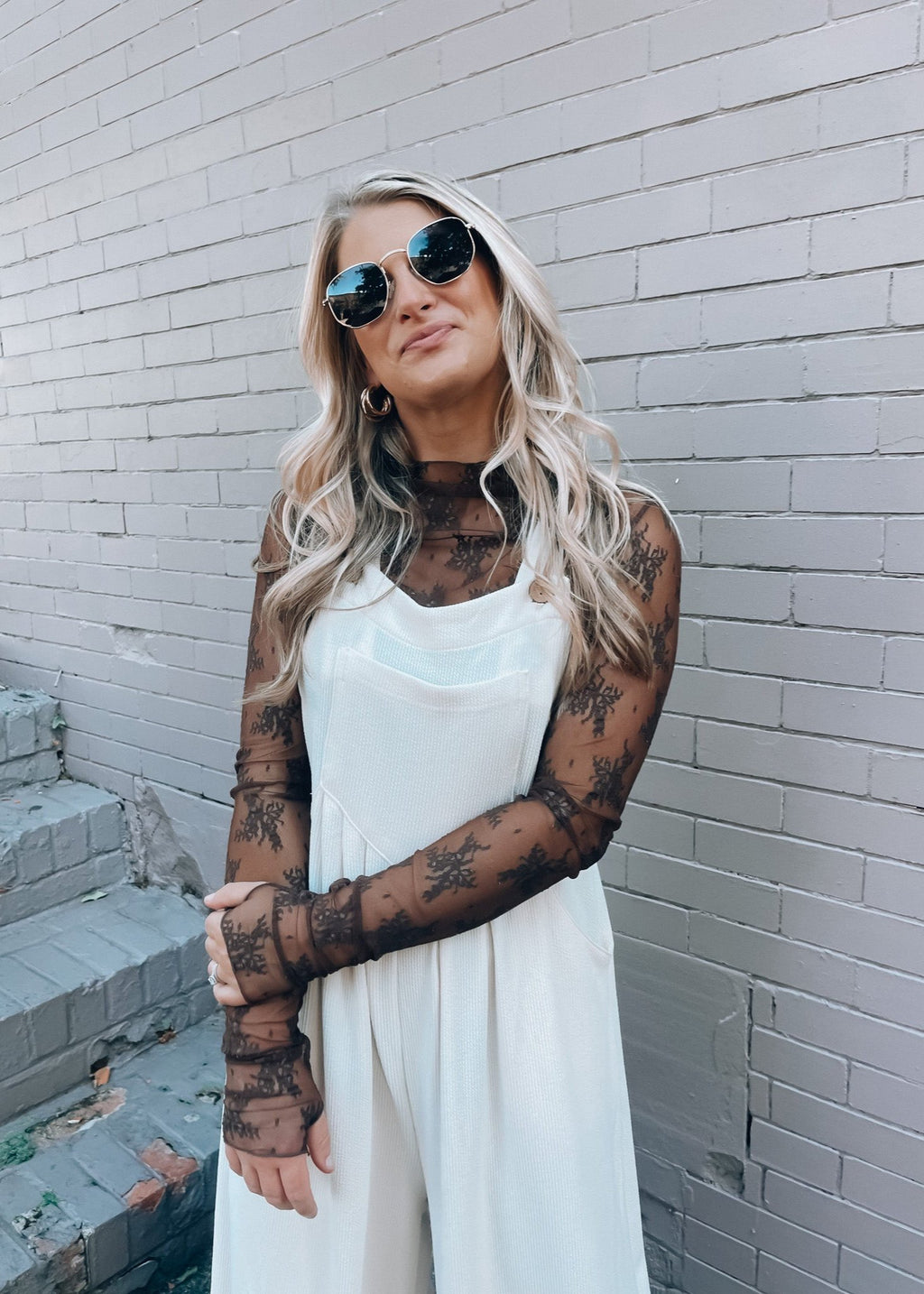 Whispering Willow Lace Long Sleeve Top