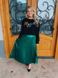 Emerald Magic Pleated Midi Skirt